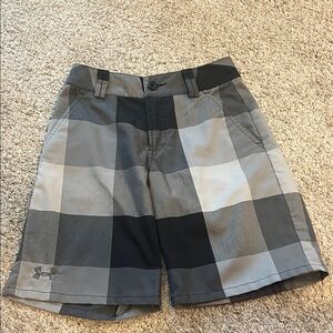 Under Armour Boy’s Black and Gray Checkered Athletic Shorts